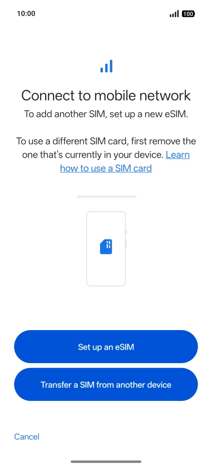 Press Set up an eSIM.