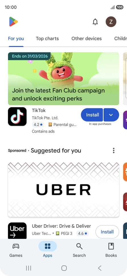 Press the profile icon.