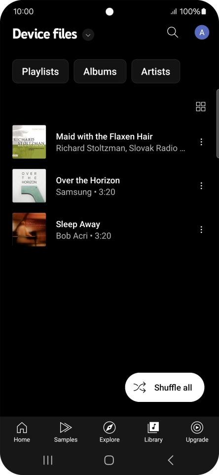 Press the required audio file.