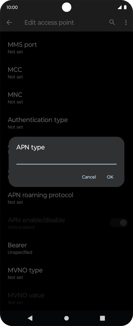 Key in default and press OK.