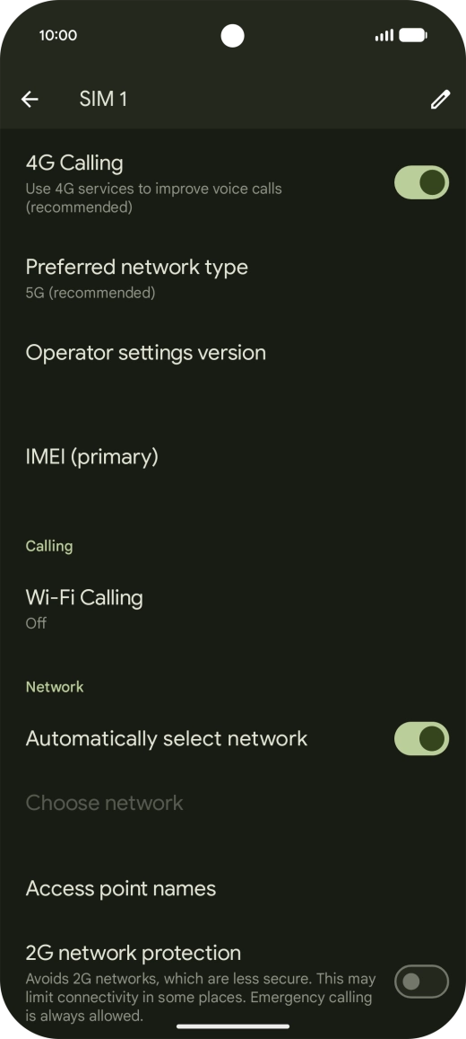 Press Preferred network type.