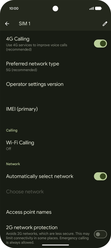 Press Preferred network type.