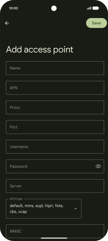 Press Name and key in EE Internet.