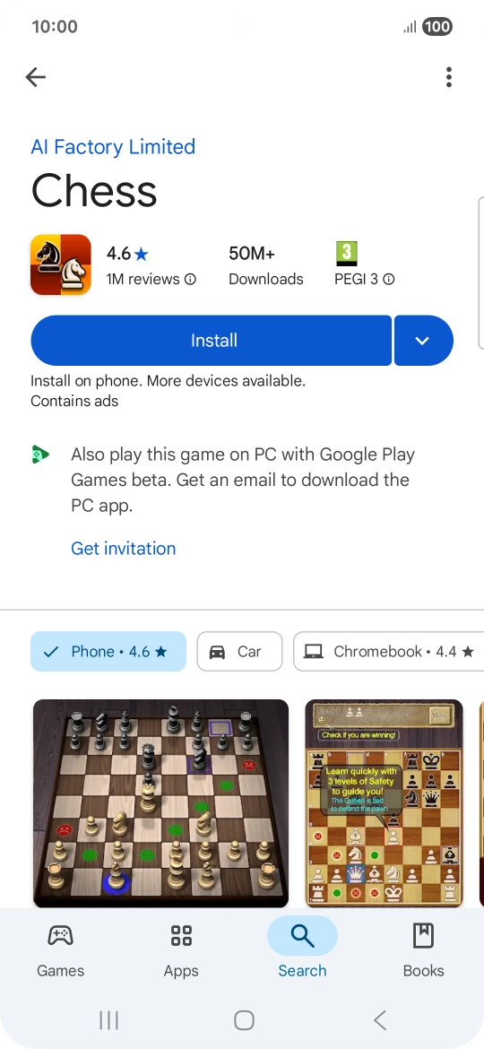 Press Install and follow the instructions on the screen to install the app.