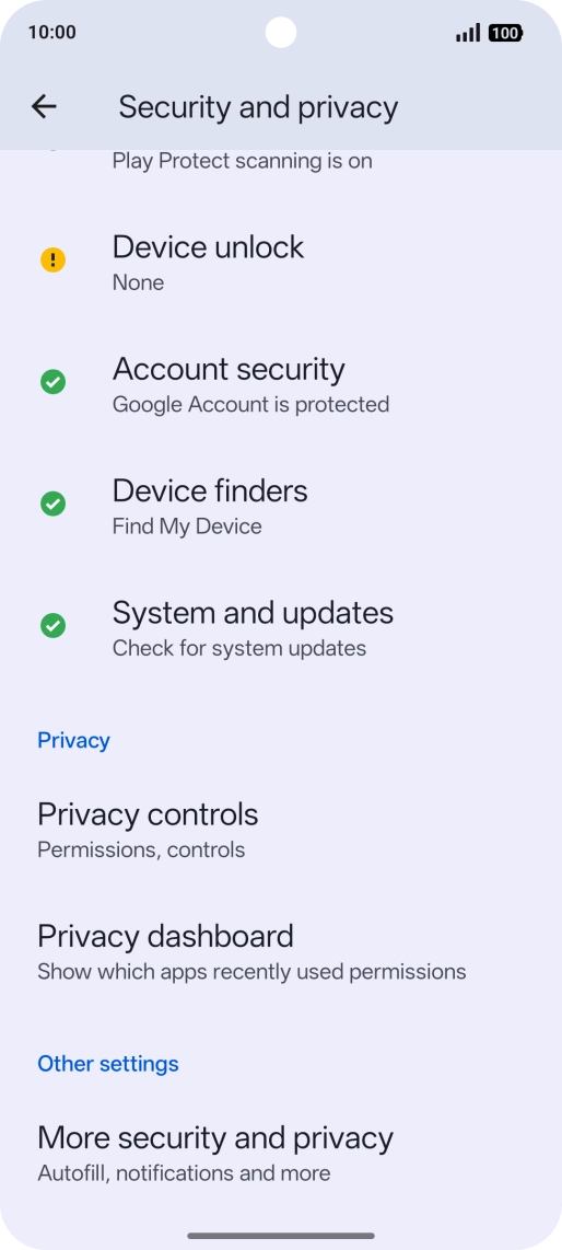 Press Device unlock.