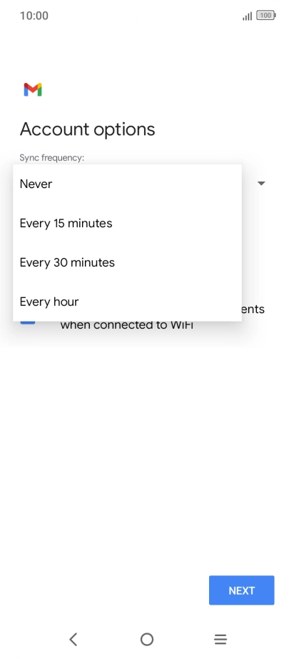 Press the required setting.