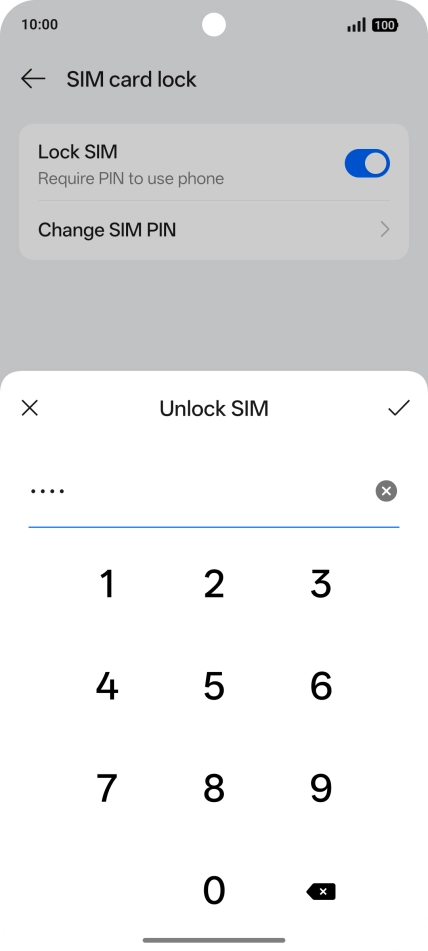 Key in your PIN and press the confirm icon. The default PIN is 1111.