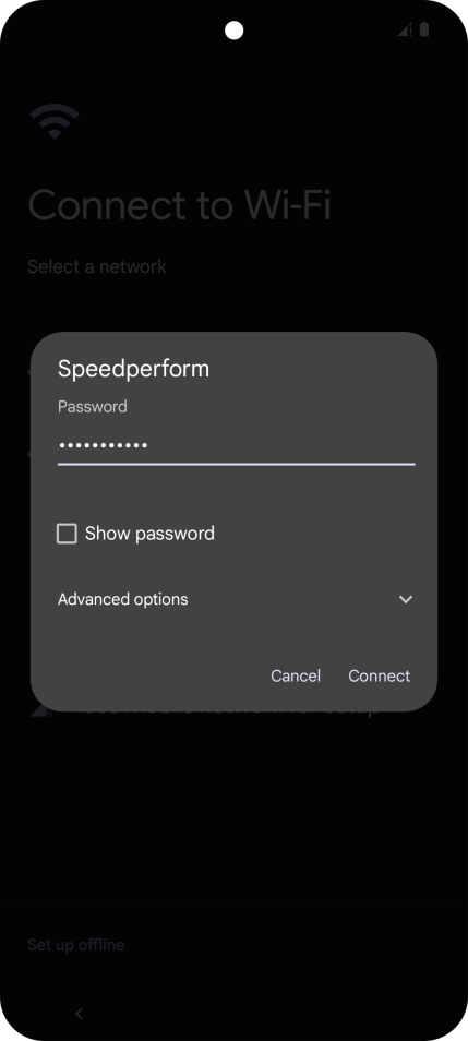 Key in the password for the Wi-Fi network and press Connect.