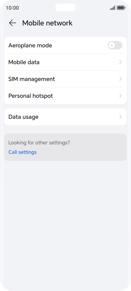 Press Mobile data.
