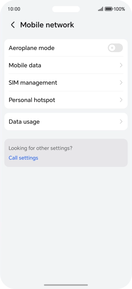 Press Mobile data.