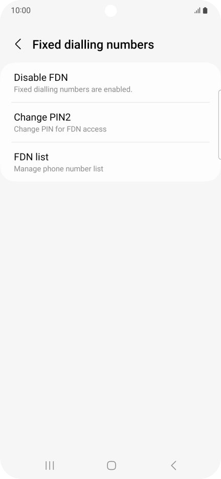 Press Disable FDN.