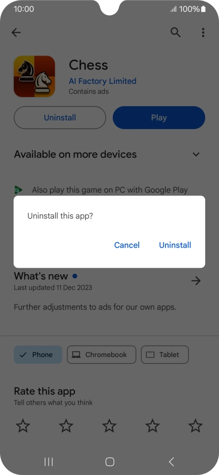 Press Uninstall.