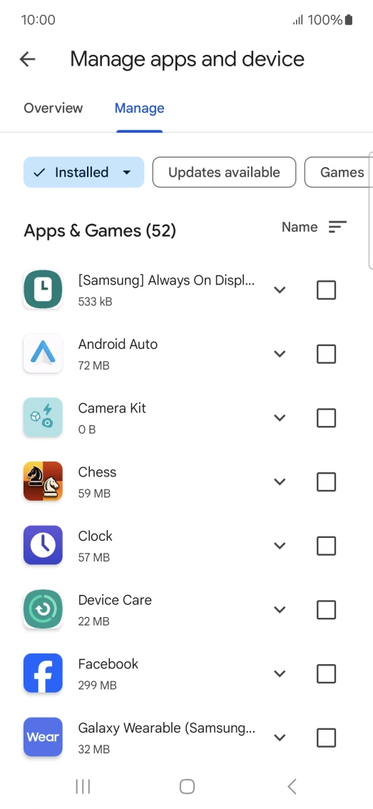 Press the required app.