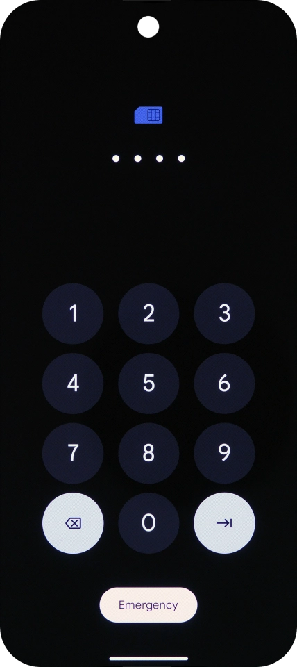 If your SIM is locked, key in your PIN and press arrow right. The default PIN is 1111.