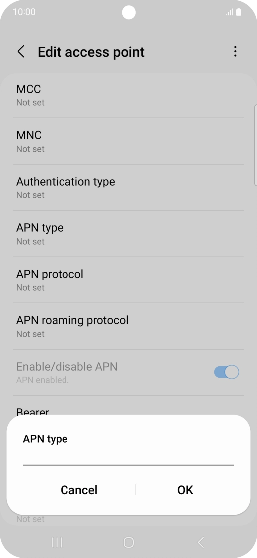 Key in default and press OK.