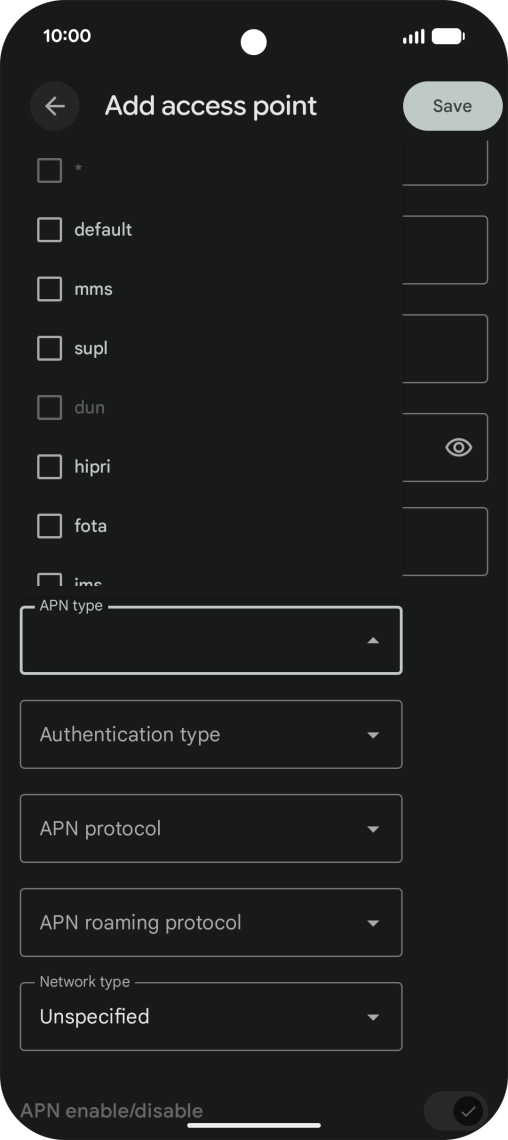 Press mms to turn on the setting.
