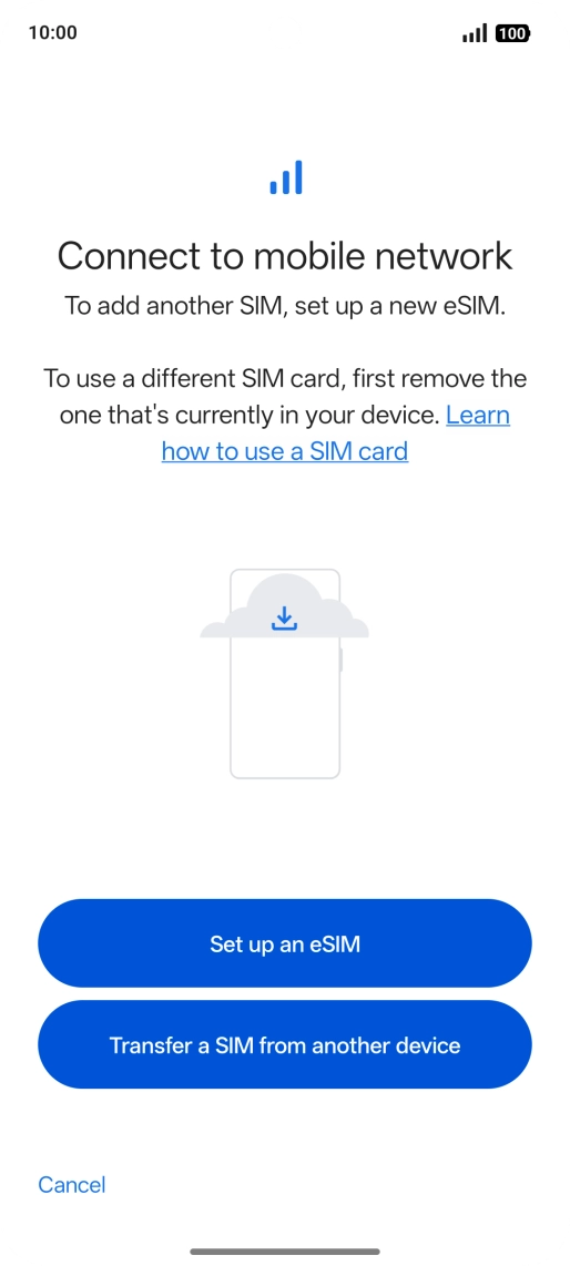 Press Set up an eSIM.
