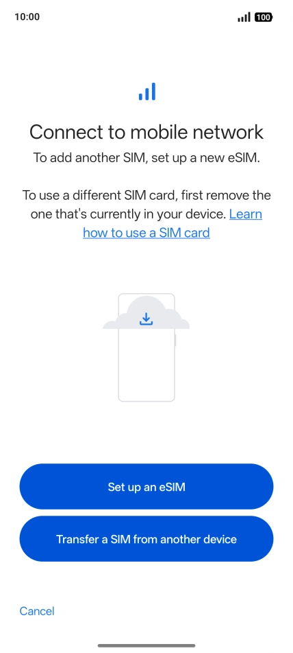 Press Set up an eSIM.
