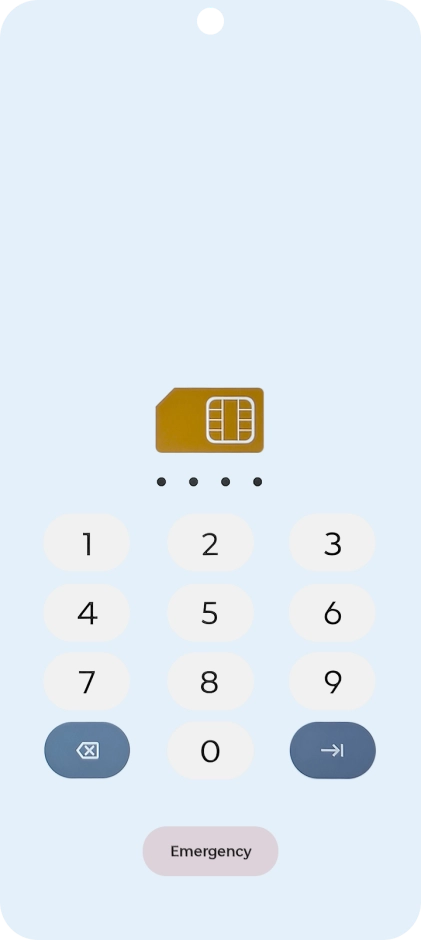 If your SIM is locked, key in your PIN and press arrow right. The default PIN is 1111.