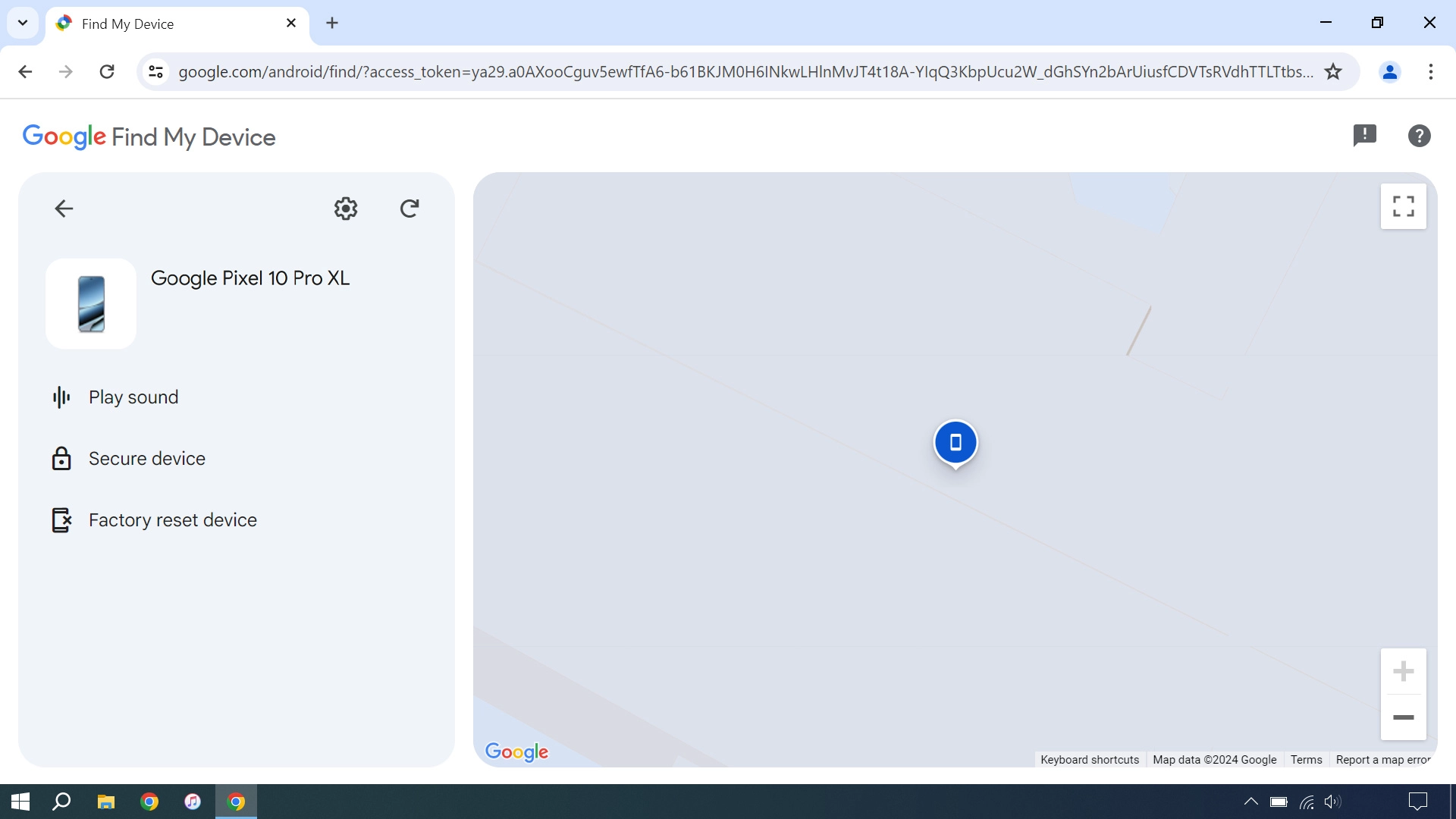 Your phone's latest position is displayed on the map.