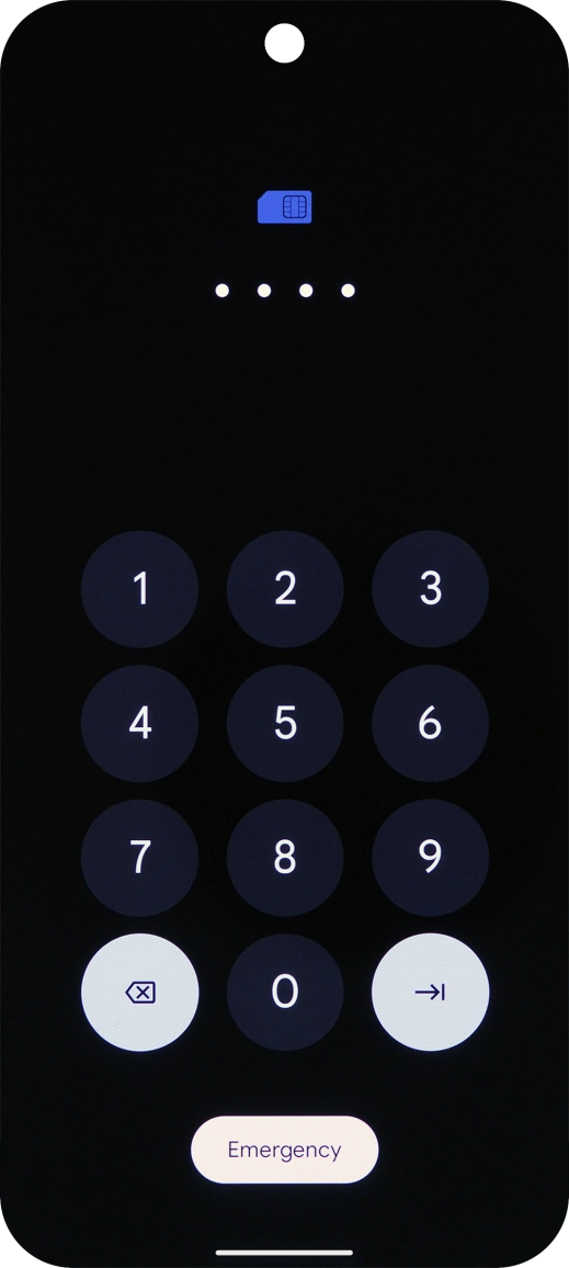 If your SIM is locked, key in your PIN and press arrow right. The default PIN is 1111.