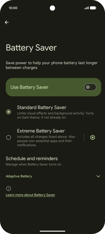 Press the required settings to turn them on or off.