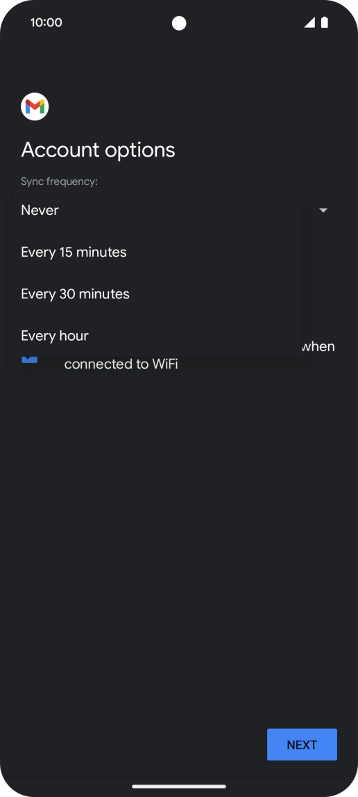 Press the required setting.