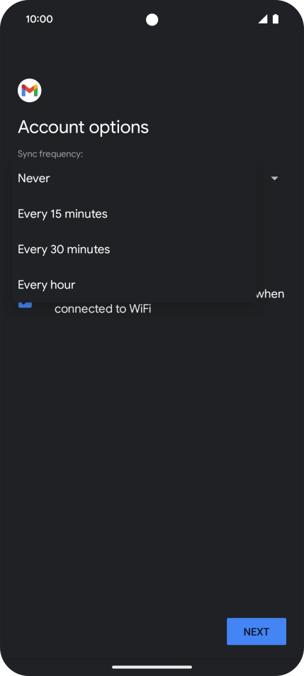 Press the required setting.