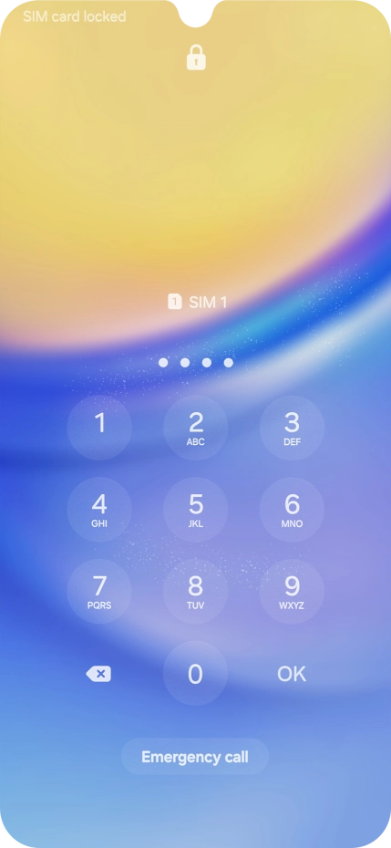 If your SIM is locked, key in your PIN and press OK. The default PIN is 1111.