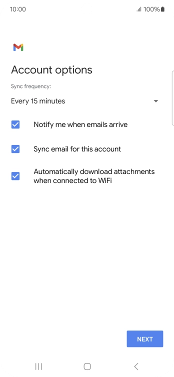 If this screen is displayed, you email account has been recognised and set up automatically. Follow the instructions on the screen to key in more information and finish setting up your phone.