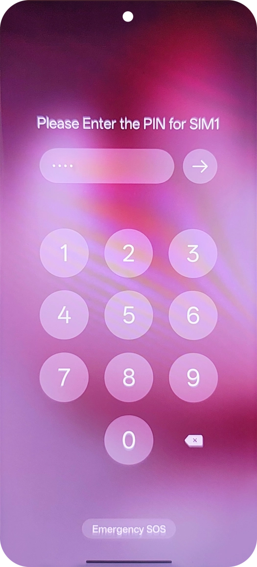 If your SIM is locked, key in your PIN and press arrow right. The default PIN is 1111.