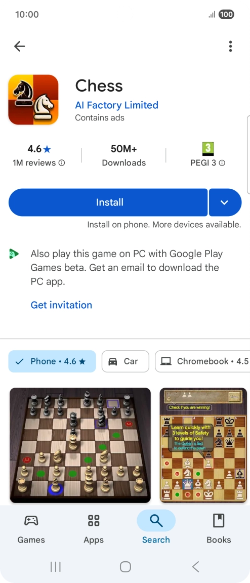 Press Install and follow the instructions on the screen to install the app.