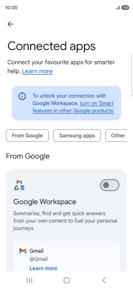 Press the indicator next to the required extension to turn on the function.