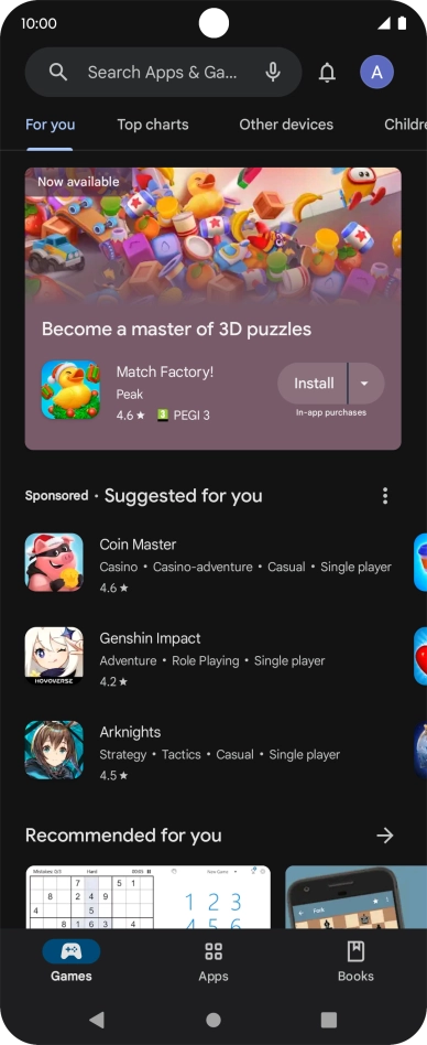 Press the search field.