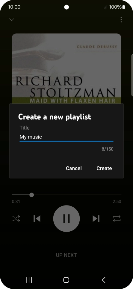 Key in a name for the playlist and press Create.