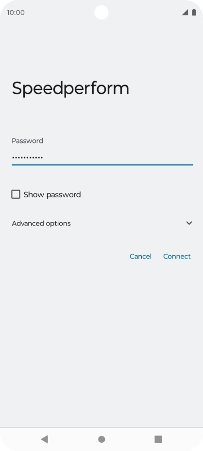 Key in the password for the Wi-Fi network and press Connect.