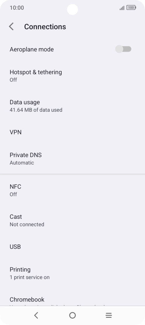 Press Data usage.