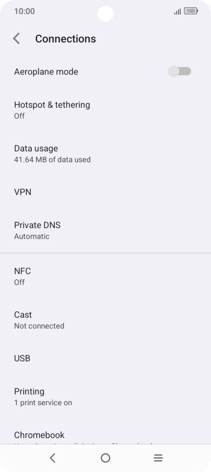 Press Data usage.