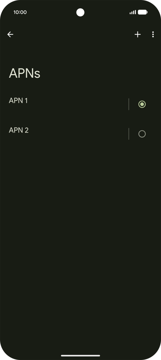 Press the field next to the data connection to activate it.