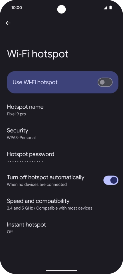 Press Hotspot password and key in the required password.