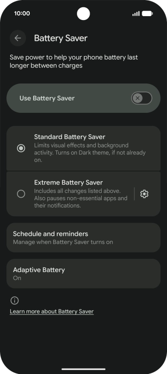 Press the required settings to turn them on or off.