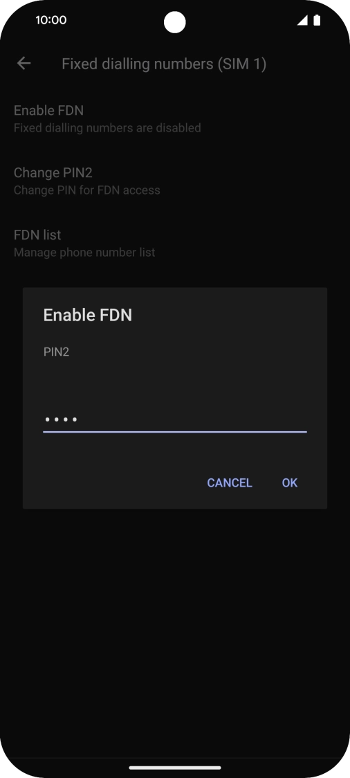 Key in your PIN2 and press OK. The default PIN2 is 0000.