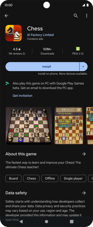 Press Install and follow the instructions on the screen to install the app.