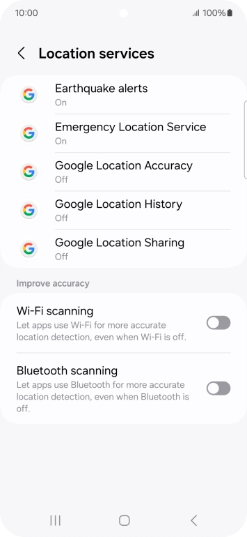 Press Google Location Accuracy.
