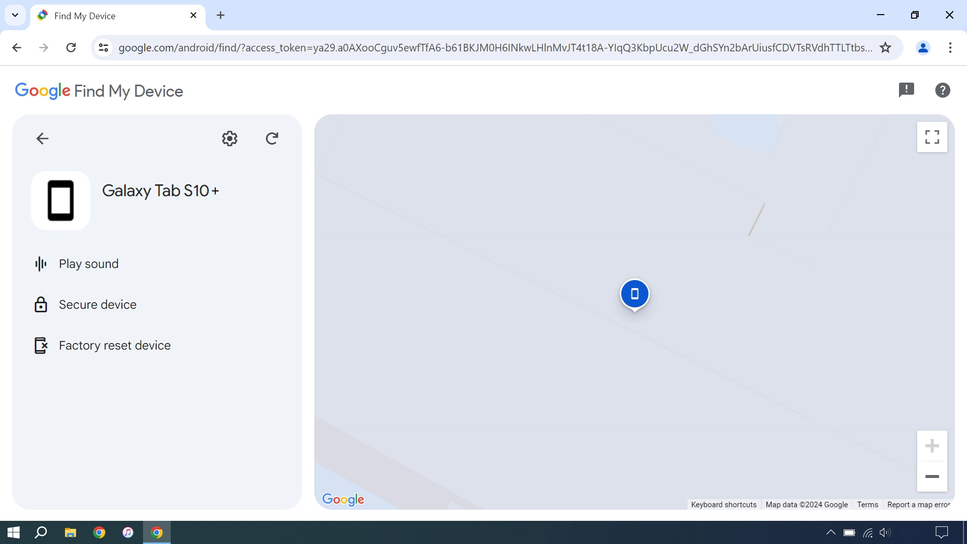 Your tablet's latest position is displayed on the map.
