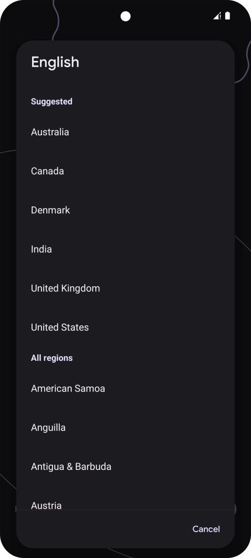Press the required country or area.
