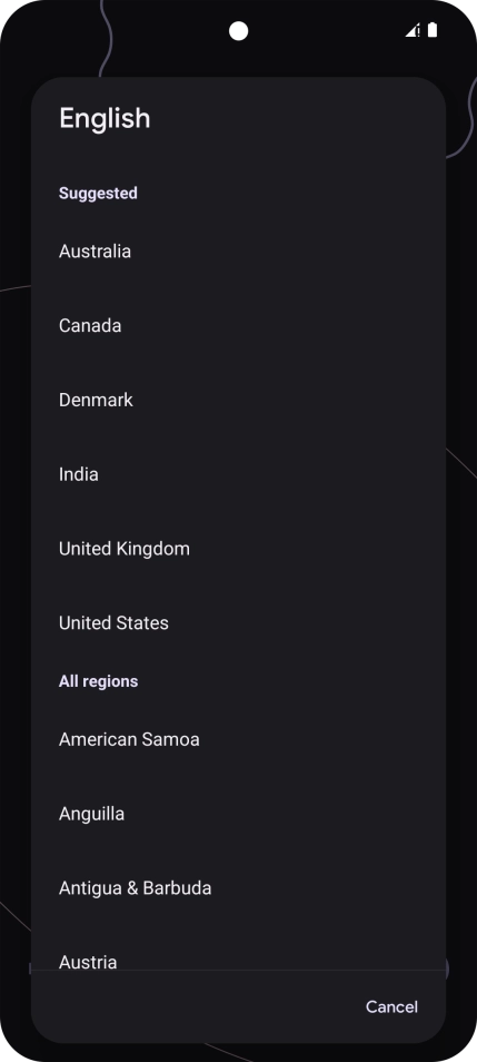 Press the required country or area.