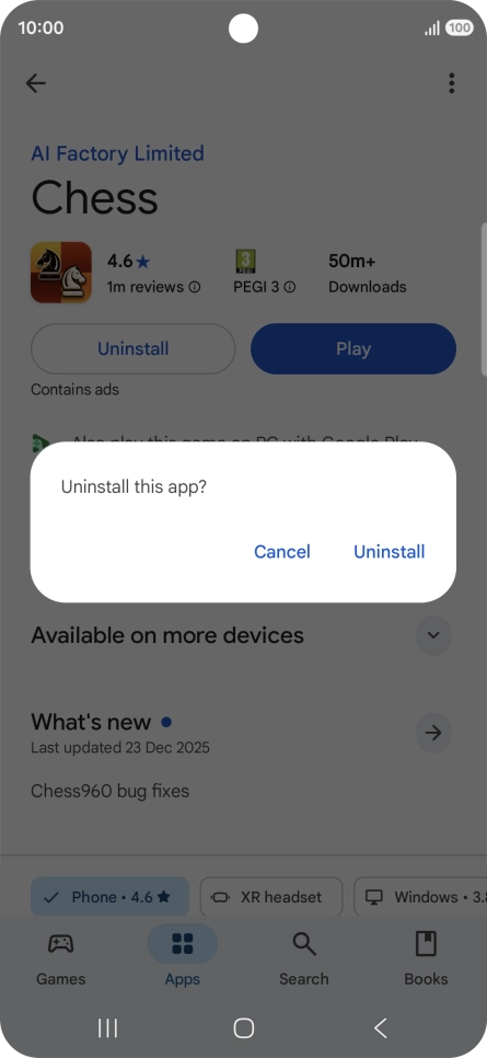 Press Uninstall.