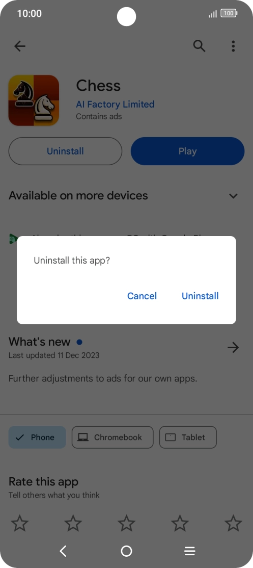 Press Uninstall.