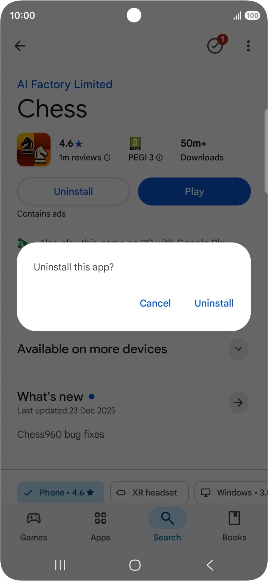 Press Uninstall.